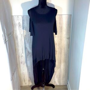 Rae Mode Elegant Black Women's High Low Cold Shoulder Scoop Neck Dress Size S